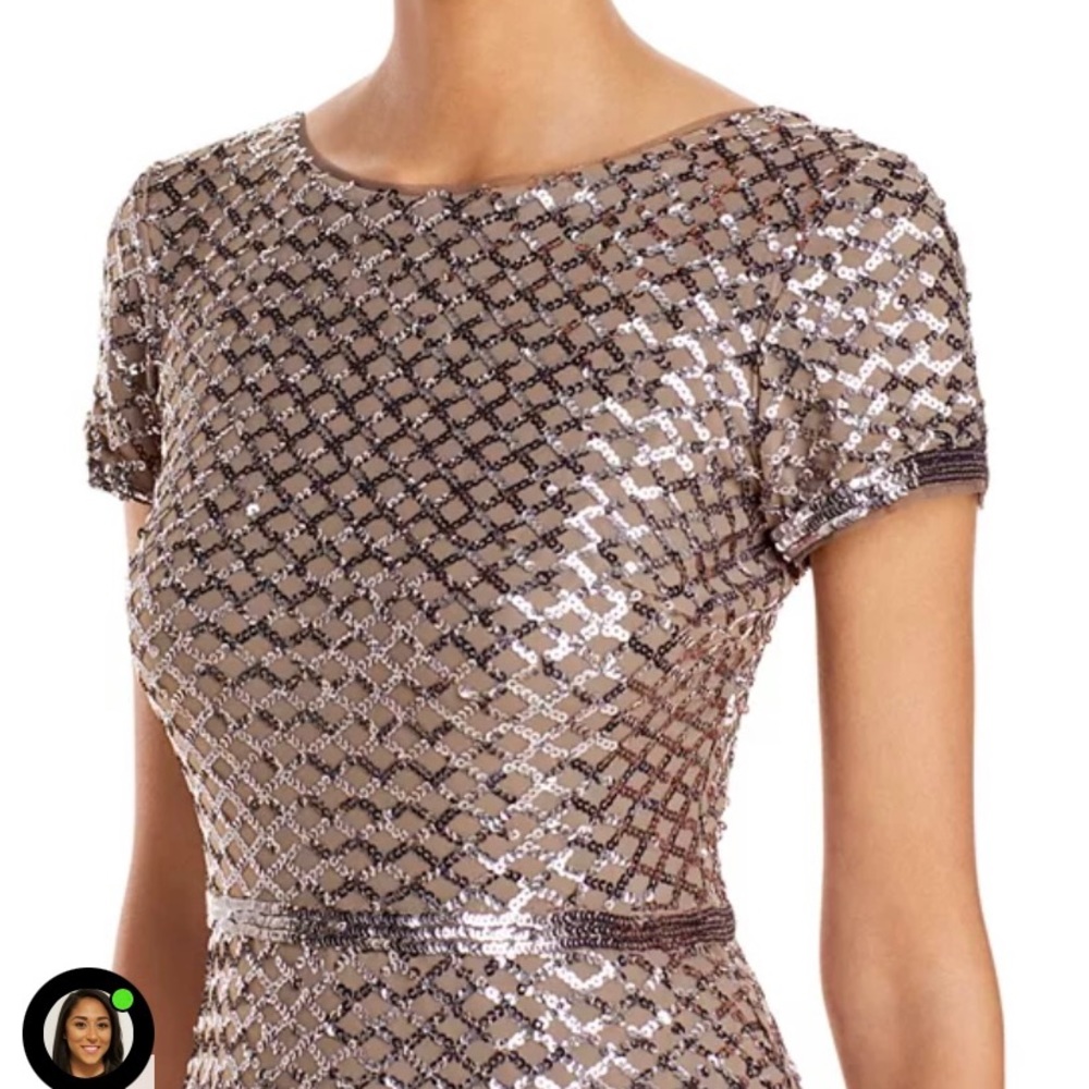 Aqua - belted sequin gown